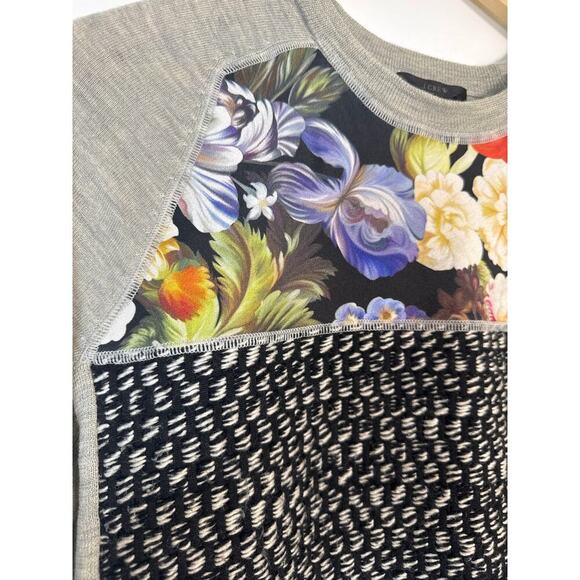 J.Crew Mixed Media Merino Wool Floral & Tweed Sweater  - M - Picture 3 of 7